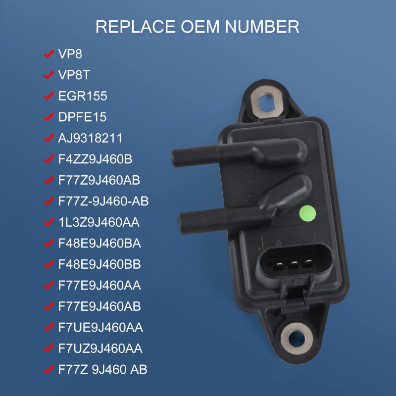 CARMOCAR EGR Exhaust Gas Recirculation Pressure Feedback Sensor Replacement for Ford F-150 F-250 F-350 Ranger,Mercury Sable,Mazda B3000 B2500,Lincoln Navigator Town Carï¼ŒDPFE15, F77Z9J460AB, F77Z9J460AB, VP8T - Image 2